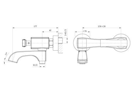Смеситель для ванны Wonzon & Woghand Triumph WW-563101-CR настенный хром