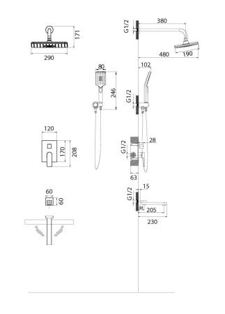 Душевая система Grossman Classic 501.K35.04.100 встраиваемая в стену цвет хром