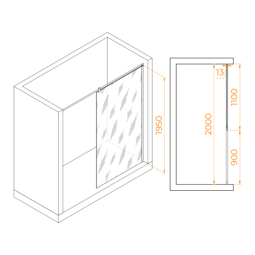 Душевая перегородка RGW Walk In 351003411-11 110х195 стекло прозрачное профиль хром глянцевый - фото 2 Душевая перегородка RGW Walk In 351003411-11 110х195 стекло прозрачное профиль хром глянцевый - фото 2