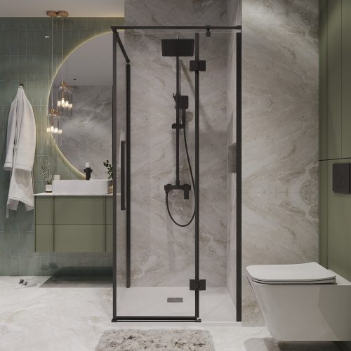 Душевой уголок Niagara Nova NG-6832-34BLACK 100х100 стекло прозрачное профиль черный матовый без поддона - фото 4