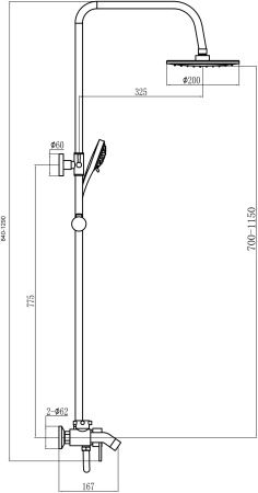 Душевая стойка Fmark FM2407 настенная цвет хром