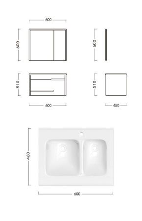 Комплект мебели: тумба с раковиной + зеркало-шкаф Cerutti SPA OGLIO 60 60х50 подвесной цвет серый