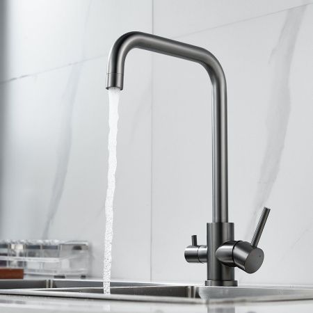 Смеситель для кухни Raffine F118T на мойку оружейная сталь