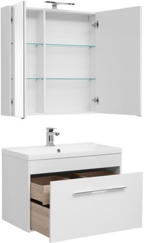 Комплект мебели: тумба с раковиной + зеркало-шкаф Aquanet Августа 00287684 90х48х140 подвесной - фото 2