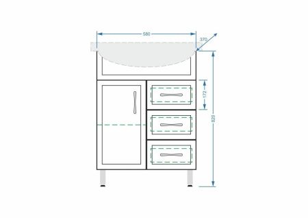 Тумба под раковину Stella Polar Концепт SP-00000755 60х40 напольная цвет белый