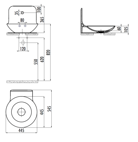 Раковина из сантехнического фарфора Creavit Foglia FG045-00CB00E-0000 45х57 накладная цвет белый - фото 2