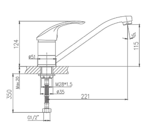 Cмеситель Haiba HB4921 на мойку хром - фото 2