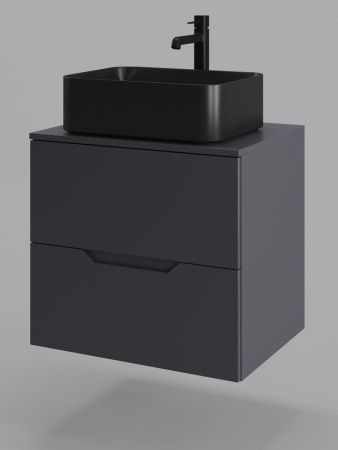 Тумба с раковиной Orange Line Li-60TugMDF+B02-460MB 60х50 подвесная цвет черный