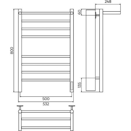 Полотенцесушитель электрический Terminus 4670078556981 55х80 черный