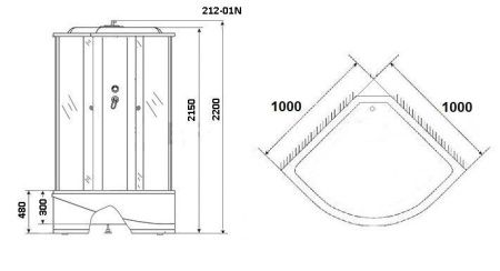 Душевая кабина Niagara Ultra 2120134N 100х100 четверть круга с крышей ориентация универсальная