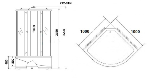 Душевая кабина Niagara Ultra 2120134N 100х100 четверть круга - фото 2