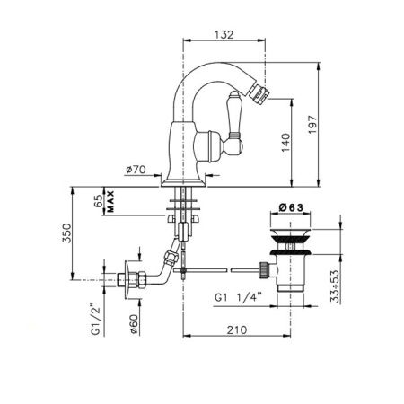 Смеситель Nicolazzi El Capitan 3455BZ75C на биде бронза