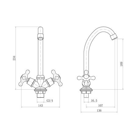 Смеситель для кухни Plstart PD40308 на мойку хром