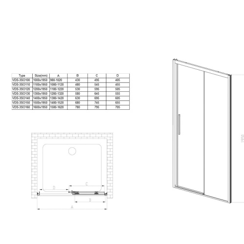Душевая дверь Vincea Soft VDS-3SO110CLGM 110х195 стекло прозрачное профиль вороненая сталь - фото 3