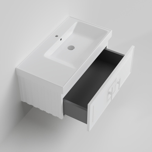 Тумба с раковиной La Fenice CUBO NFNC-01-CUB-B-90-2-90R 91х36х49 подвесная цвет белый - фото 2