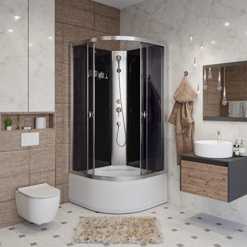 Душевая кабина Niagara Eco E80/40/TN/BK 80х80 четверть круга - фото 3