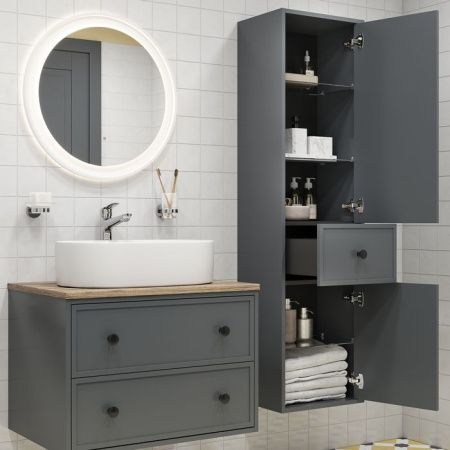 Шкаф-пенал Iddis Torr TOR40D0i97 40х150 подвесной цвет серый