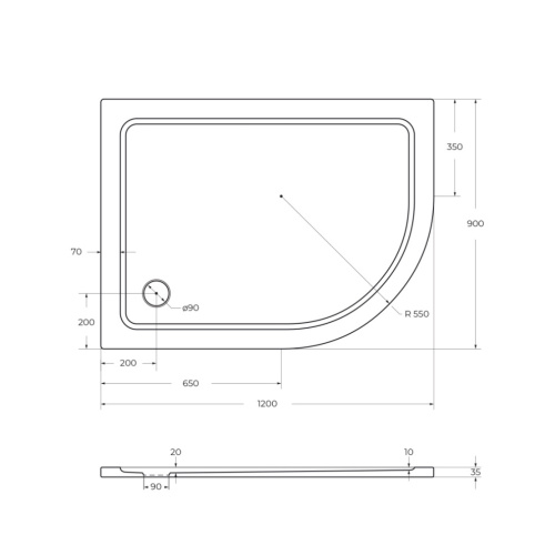 Душевой поддон Cezares TRAY-M-RH-120/90-550-35-W-L 120х90 стеклопластик белый - фото 2