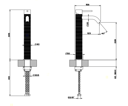 Смеситель Gessi Gessi316 54309#239 на раковину нержавеющая сталь - фото 2