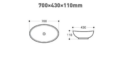 Раковина керамическая Art&Max AM2370 70х40 накладная цвет белый