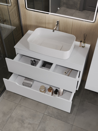 Тумба с раковиной Orange Line Li-100TuwMDF+B07-600W 101х46х69 - фото 4