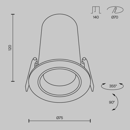Светильник встраиваемый Maytoni Technical FOCUS LED DL125-L12-3K-W