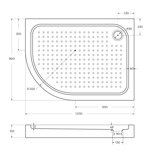 Душевой поддон BelBagno TRAY-BB-RH-120/80-550-15-W-R 120х80 акрил белый - фото 3