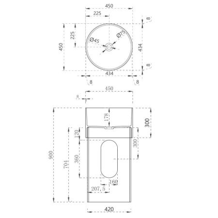 Раковина из полиэфирной смолы Abber Kristall AT2701Saphir-H 50х50 напольная цвет синий без отверстий под смеситель