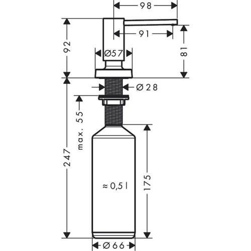 Дозатор встраиваемый для жидкого мыла Hansgrohe A41 40438000 - фото 2
