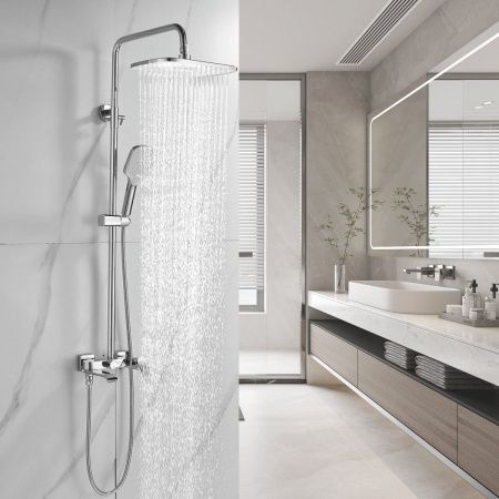 Душевая стойка Shevanik S4136 настенная цвет хром