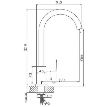 Смеситель для кухни Haiba HB802 HB70802 на мойку нержавеющая сталь