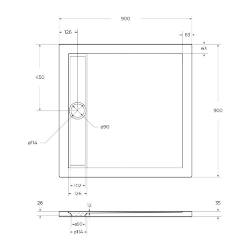 Душевой поддон BelBagno DUE TRAY-BB-DUE-A-90-4-W0 90х90 акрил белый - фото 2
