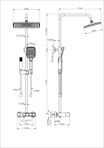 Душевая стойка Wonzon & Woghand Muse WW-B3112-MW настенная цвет белый - фото 2