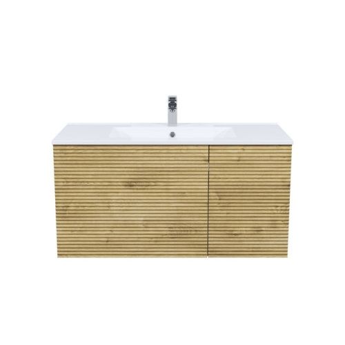 Тумба с раковиной IDDIS Bild BIL10V0i95K 100х45х50 подвесная цвет дуб - фото 2