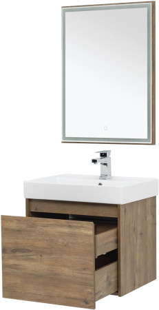 Комплект мебели: тумба с раковиной + зеркало Aquanet Nova Lite 00254215 61x46x137 напольный/подвесной цвет коричневый