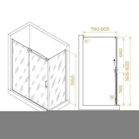 Душевой уголок RGW Tornado 02074468-11 160х80 стекло прозрачное профиль хром без поддона