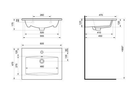 Раковина из сантехнического фарфора Santek Элина WH501606 60х50 накладная цвет белый