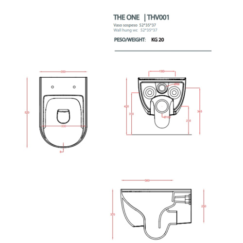 Чаша унитаза подвесная Artceram THE ONE THV001 01 00 цвет белый без сиденья безободковая душевой смыв - фото 2