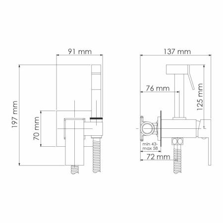 Гигиенический душ со смесителем Wasserkraft Встраиваемая продукция A71638 черный