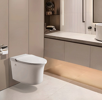 Унитаз подвесной Cerutti SPA CT10195 белый с сиденьем микролифт безободковый импульсный смыв