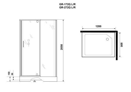 Душевая кабина Grossman Classic GR272QL 120х80 прямоугольная без крыши ориентация левая