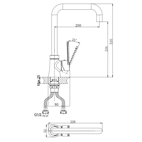 Смеситель для кухни Rush Denis DN0335-22 на мойку хром - фото 2