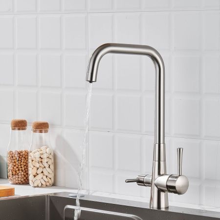 Смеситель для кухни Shevanik S528L на мойку сатин