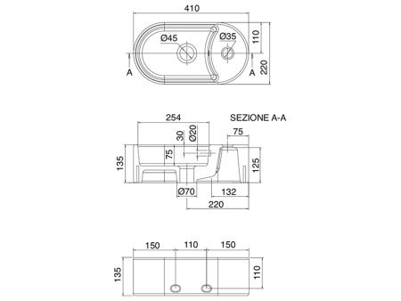 Раковина из санфаянса Scarabeo Seventy 8093/B 41х22 подвесная цвет белый