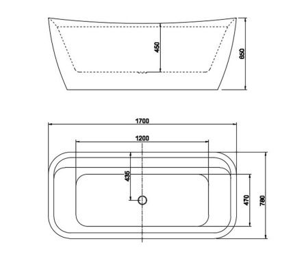 Ванна акриловая Aquatek АМАДЕО AQ-197778 170х80 отдельностоящая прямоугольная с ножками