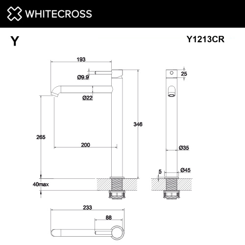 Смеситель для раковины Whitecross Y chrome Y1213CR на столешницу хром без термостата - фото 5
