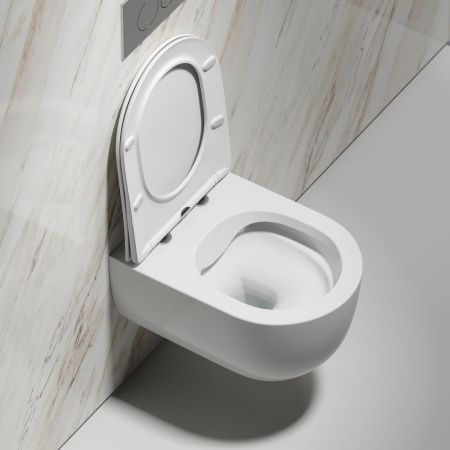 Унитаз подвесной Ceramica Nova MODENA CN6063 белый с сиденьем микролифт безободковый душевой смыв