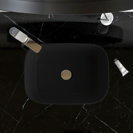 Раковина из сантехнического фарфора Am.Pm Func M8FWCC10450BM 50х30 накладная цвет черный без отверстий под смеситель