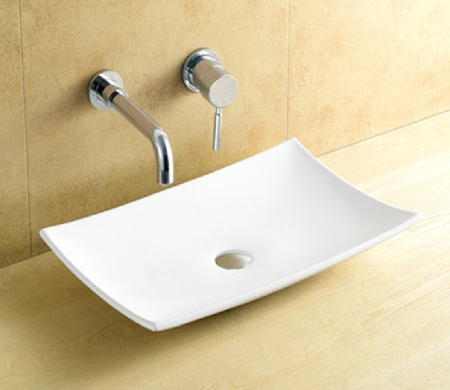 Раковина из санфаянса CeramaLux 78123B 68х35 накладная цвет белый