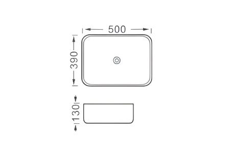 Раковина из сантехнического фарфора Aquatek ВЕГА AQ5515-MW 50х40 накладная цвет белый без отверстий под смеситель